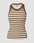 ChicMe Built-in Bra Striped Round Neck Bra Ribbed Tank Top khaki