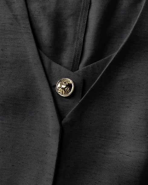 2 Pieces Outfits V Neck Sleeveless Button Front Vest Crop Top and Casual Zipper Fly Elastic Back Waist Wide Leg Pants Set black