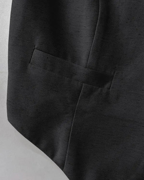 2 Pieces Outfits V Neck Sleeveless Button Front Vest Crop Top and Casual Zipper Fly Elastic Back Waist Wide Leg Pants Set black