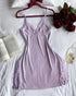 2 Piece Lace Trim Side Slit Bowknot Decor Modal Cami Sleep Dress Cardigan Nightdress Set purple