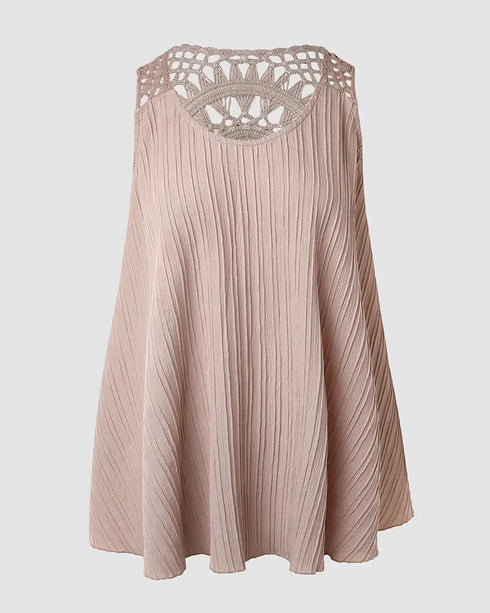 Hollow Out Crochet Lace Tank Top Apricot