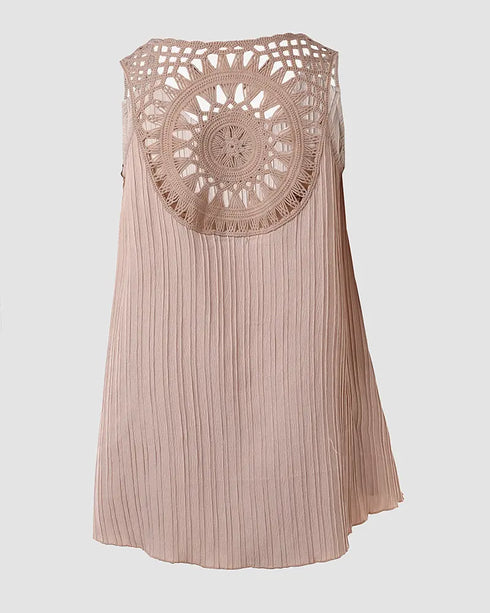 Hollow Out Crochet Lace Tank Top Apricot