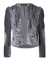 Jacquard & Argyle Pattern Open Front Jacket Casual Crop Coat gray