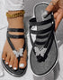 Butterfly Pattern Rhinestone Toe Post Flip Flops black