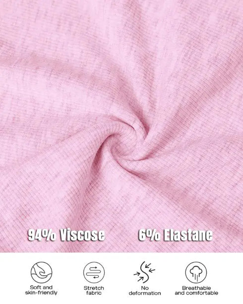 2PCS Micro-Ribbed U-Neck Tank Top & Boxer Set Cozy Loungewear pink