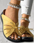 Hollow Out Tied Detail Wedge Slippers yellow