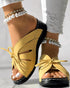 Hollow Out Tied Detail Wedge Slippers yellow