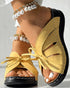 Hollow Out Tied Detail Wedge Slippers yellow