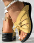Hollow Out Tied Detail Wedge Slippers yellow