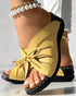 Hollow Out Tied Detail Wedge Slippers yellow