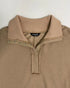 Polo Collar Long Sleeve Sweatshirt Loose Fit Side Slit Dip Hem Casual Top khaki
