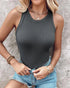 O-Neck Sleeveless Basic Slim Fit Skinny Tank Casual Top(Without Pads) Dark grey