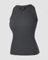 O-Neck Sleeveless Basic Slim Fit Skinny Tank Casual Top(Without Pads) Dark grey