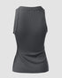O-Neck Sleeveless Basic Slim Fit Skinny Tank Casual Top(Without Pads) Dark grey