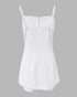 Bandeau Spaghetti Strap Golden-Button Back Shirred Top with Casual Shorts Set white