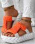 Braided Cutout Round Toe Casual Slippers orange