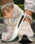 Sequin Slip On Muffin Sneakers gold&white