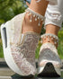 Contrast Sequin Lace Slip On Muffin Sneakers gold&white