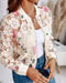 Floral Print Zip Up Water-Soluble Lace Baseball Coat Casual Hollow-out Bomber Crop Jacket Apricot