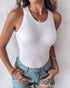 ChicMe Built-in Bra Ribbed Round Neck Tank Top white