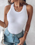 ChicMe Built-in Bra Ribbed Round Neck Tank Top white