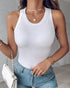ChicMe Built-in Bra Ribbed Round Neck Tank Top white