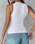 ChicMe Built-in Bra Ribbed Round Neck Tank Top white