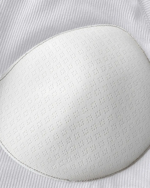 ChicMe Built-in Bra Ribbed Round Neck Tank Top white