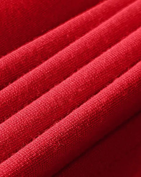 3D Flower Decor Round Neck Puff Sleeve Bodycon Dress Casual Ruched Slit Zipper Back Work Dress red