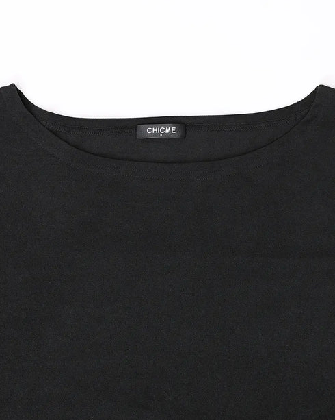 2 Pieces Outfit NOPE. not today Slogan Print Skew Neck Long Sleeve Pullover Top and Casual Drawstring Stretchy Waist Slim Fit Pants Set black