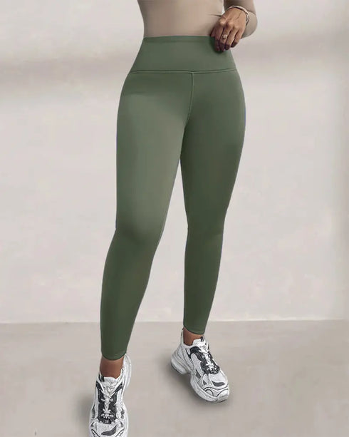 ChicMe ShapeLift Fleece Lined Active Pants Thick Soft Tummy Control Termal Warm Winter Shaping Pants Olive green