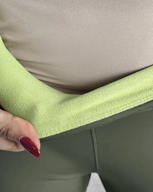ChicMe ShapeLift Fleece Lined Active Pants Thick Soft Tummy Control Termal Warm Winter Shaping Pants Olive green