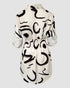 Abstract Print Turn-down Collar Turn-Up Sleeves Shirred Back Dress Casual Button Down Cinched Waist Curved Hem Shirt Dress Apricot