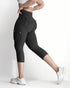 Butt Lifting Biker Capris Leggings High Waist Flap Pocket Workout Capris Gym Pants black