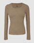 ChicMe Built-in Bra U-Neck Long Sleeve Ribbed Top khaki