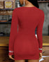 Studded One Shoulder Long Sleeve Bodycon Dress red