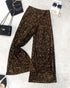 Drawstring Design Allover Shiny Sequins Cuffed Pants Partywear Dark Brown