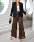 High Waist Allover Sequin Wide Leg Flared Nightout Party Pants Dark Brown