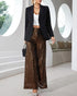 Drawstring Design Allover Shiny Sequins Cuffed Pants Partywear Dark Brown