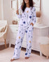 2 Pieces Outfit Pumpkin & Bowknot Print Long Sleeve Drop Shoulder Top and Striped & Halloween Print Elastic Waist Pants Set Casual Pajamas Set purple