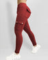 Zipper Pocket Slim Fit Yoga Pants Casual High Waist Workout Pants red