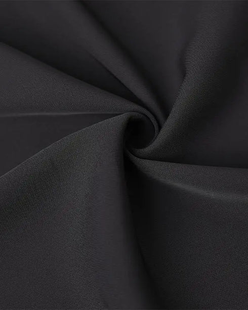 Drawstring Waist Roll Tap Sleeve Classic Trench Coat Lapel Overcoat Outerwear black