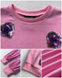 Contrast Sequin Fluffy Detail Long Sleeve Knit Sweater Casual Pullover Top pink