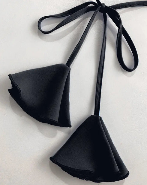 Halter Sleeveless Backless Maxi Dress Casual Shirred Back Side Slit Vacation Dress black