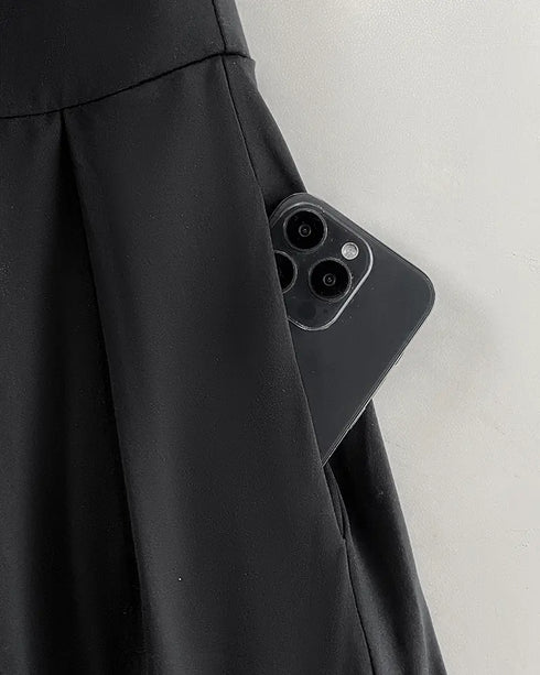 Cold Shoulder Ruched Buckle Wide Leg Jumpsuit black