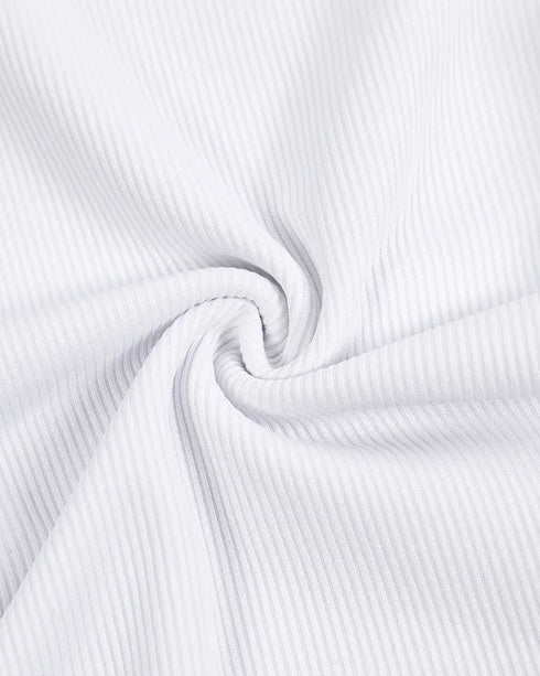 U-Neck Sleeveless Tank Top Bodysuits Slim Fit Ribbed Bodysuits white