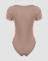 U-Neck Short Sleeve Ribbed Bodysuit khaki