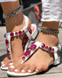 Rhinestone Almond Toe Heel Clip-On Low Heeled-Sandals white