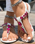 Rhinestone Almond Toe Heel Clip-On Low Heeled-Sandals white