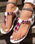 Rhinestone Almond Toe Heel Clip-On Low Heeled-Sandals white